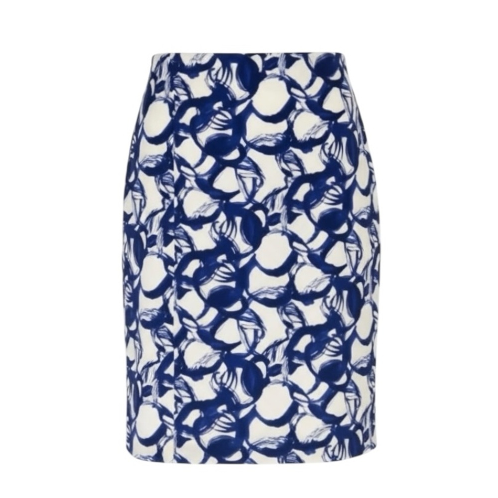 Lavia Blue and White Abstract Print High Waisted Pencil Skirt Size 2